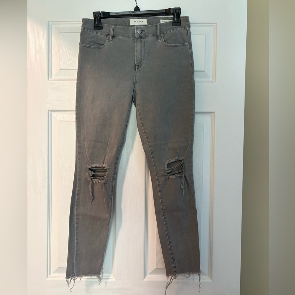PacSun Gray Distressed Ankle Jeggings